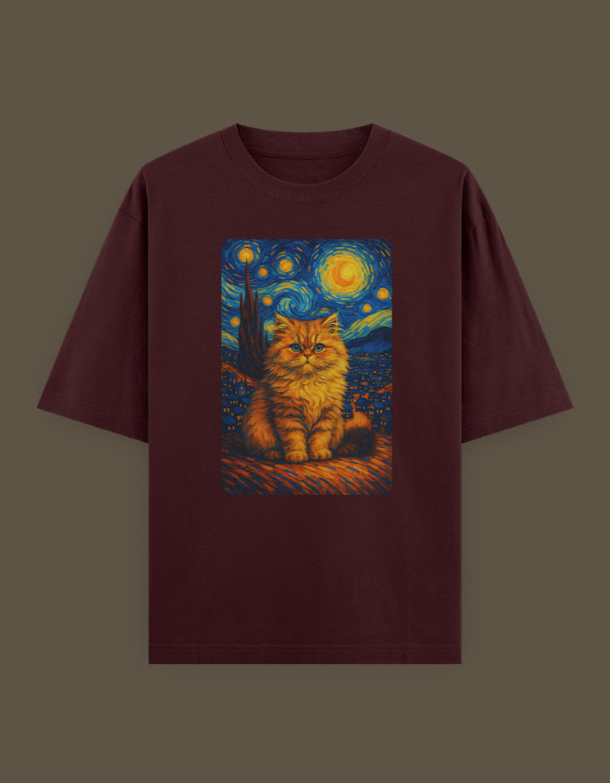 Starry Night Feline  Unisex Oversized Classic T-Shirt