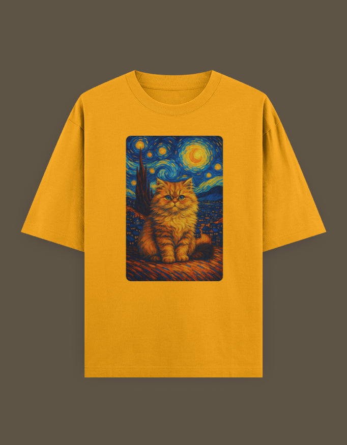 Starry Night Feline  Unisex Oversized Classic T-Shirt