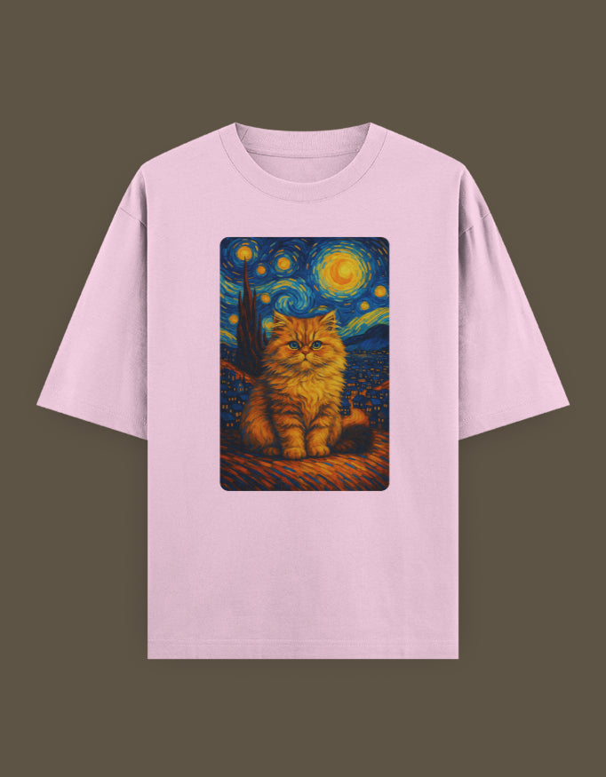 Starry Night Feline  Unisex Oversized Classic T-Shirt