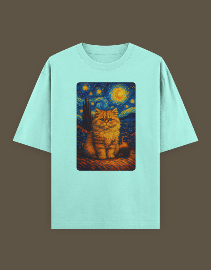 Starry Night Feline  Unisex Oversized Classic T-Shirt