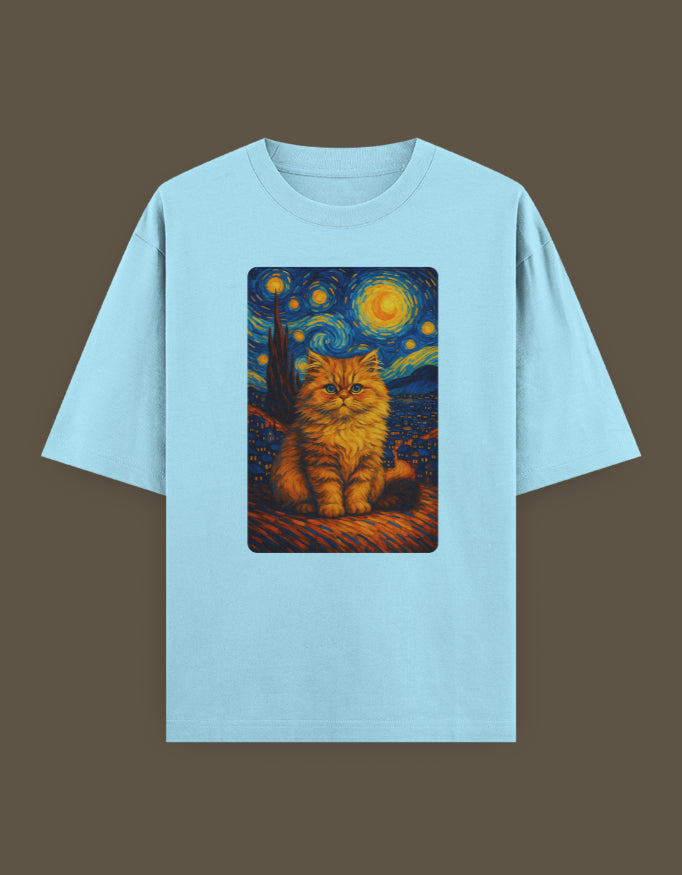 Starry Night Feline  Unisex Oversized Classic T-Shirt